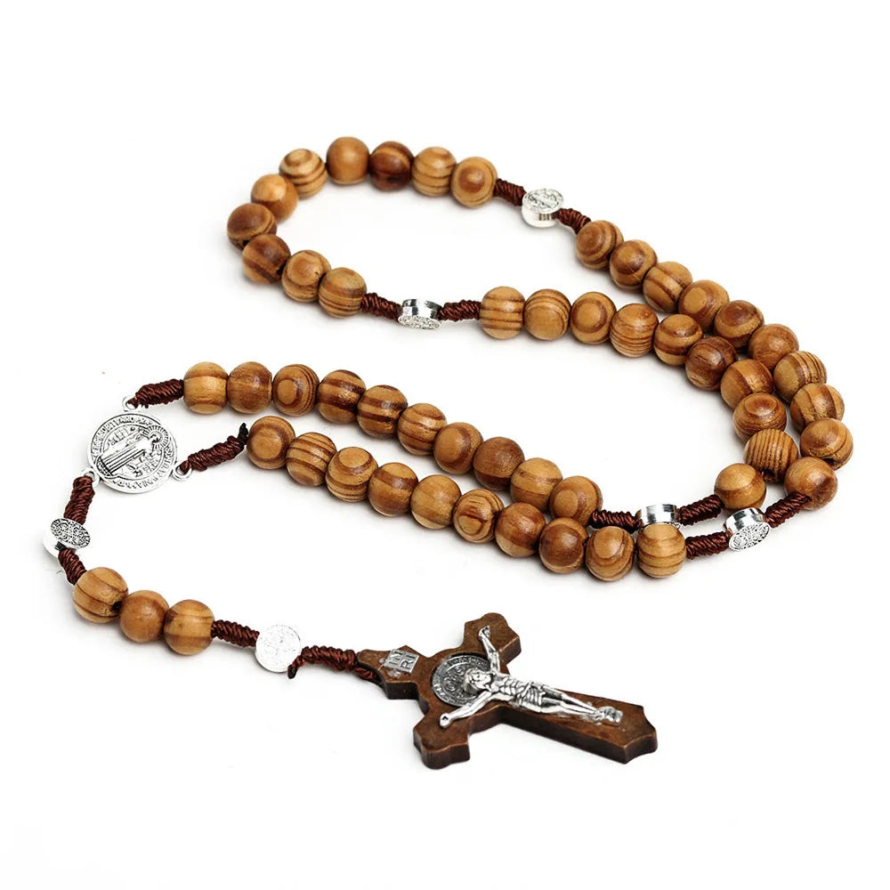Christian Cross Natural Wood Crosses Rosary Necklaces