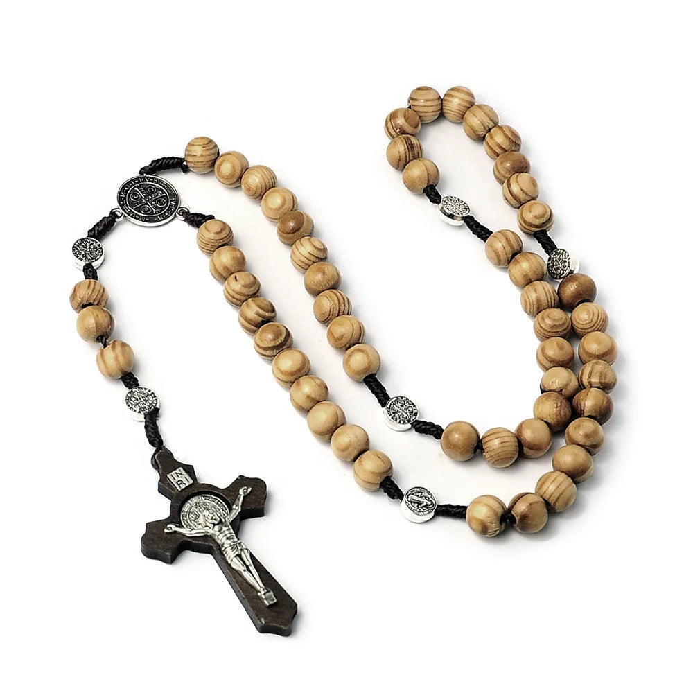 Christian Cross Natural Wood Crosses Rosary Necklaces