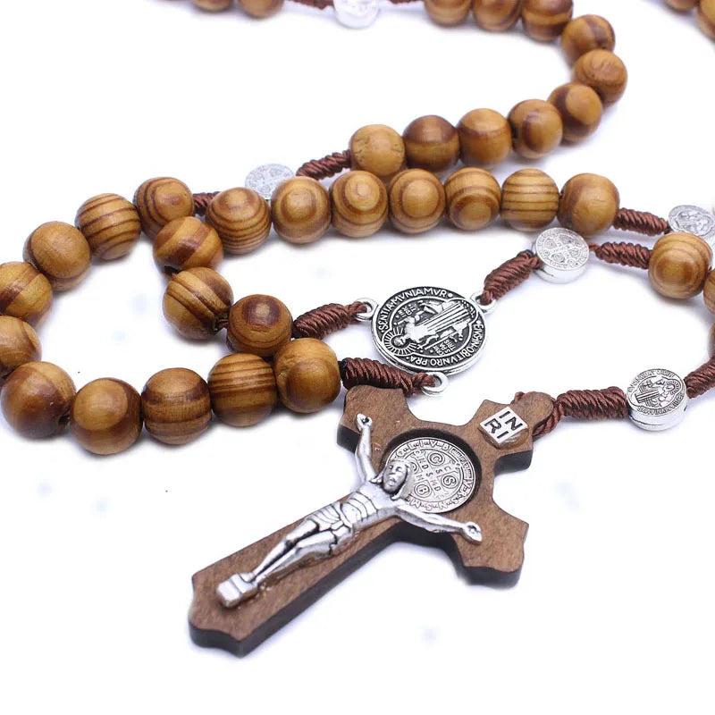 Christian Cross Natural Wood Crosses Rosary Necklaces