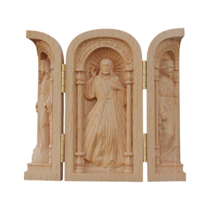 The Holy Family Carved Wooden Triptych