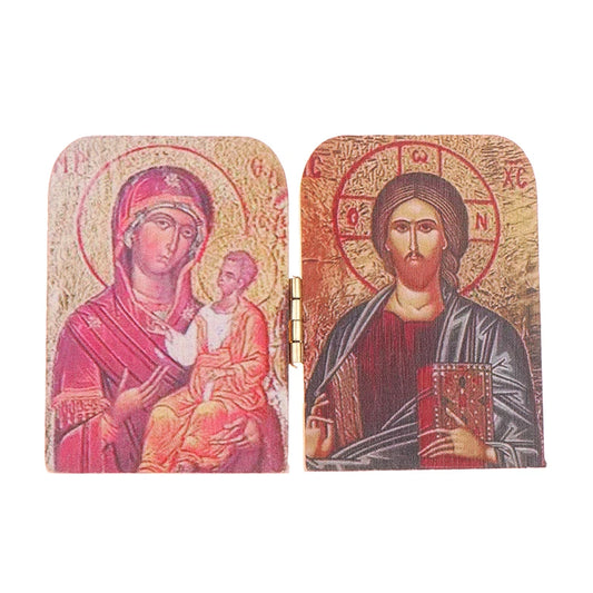 Christ The Teacher And Virgin Of Kazan Catholic Orthodox Icon Diptych